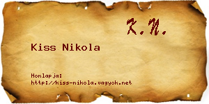 Kiss Nikola névjegykártya